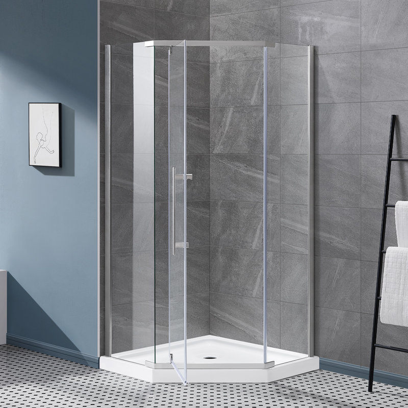 Ove Decors 38" W x 38" D x 75" H Framed Neoangle Corner Shower Kit